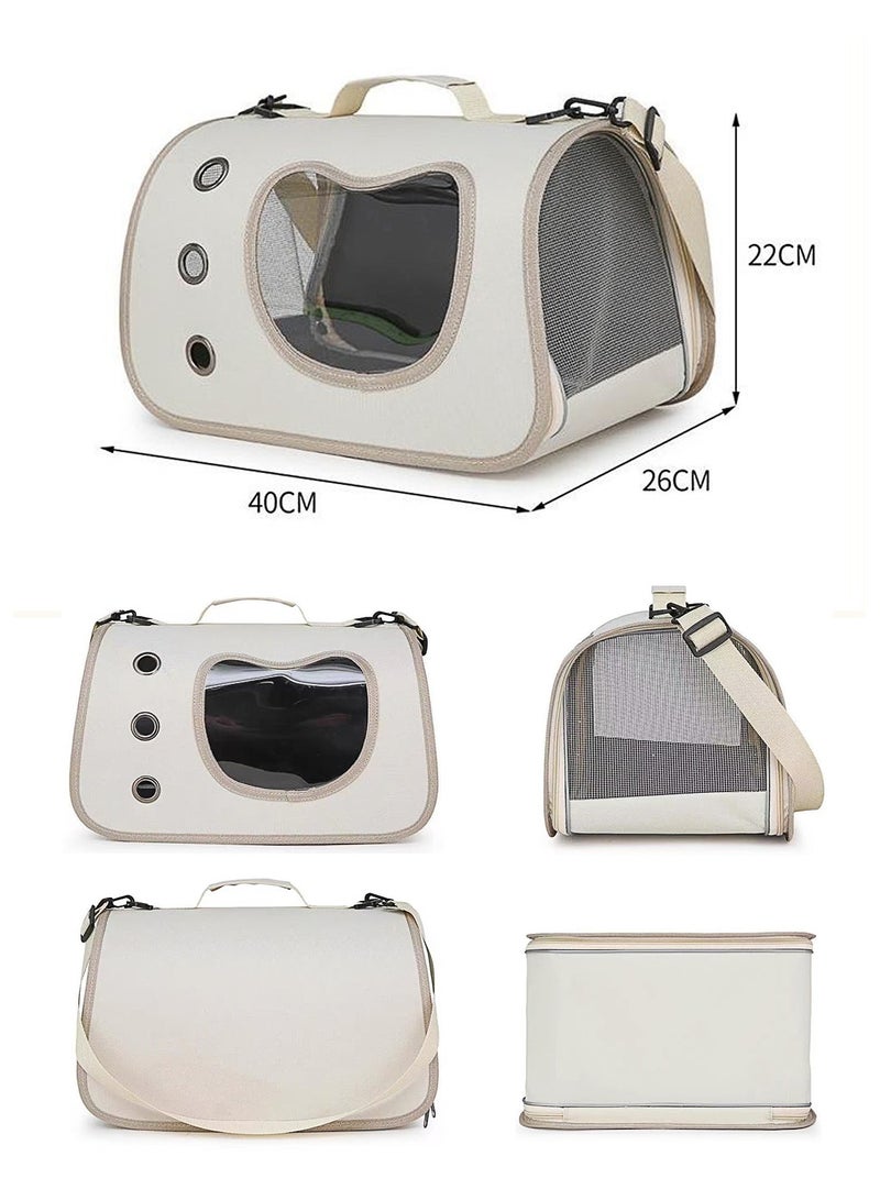 Portable pet carrier bag, cute cat pattern, foldable, lightweight and breathable, dark gray - Image 4